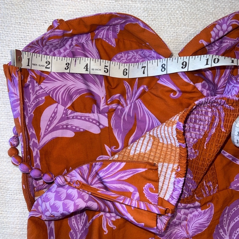FARM Rio Tropical Colorblock Pineapple Floral Tiered Midi Dress Large - Picture 13 of 16